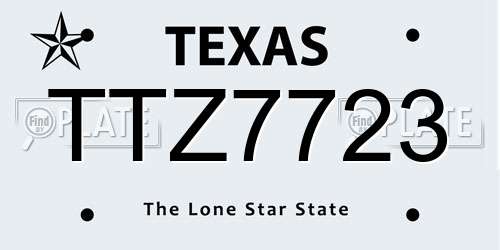 TTZ7723 Texas License Plate