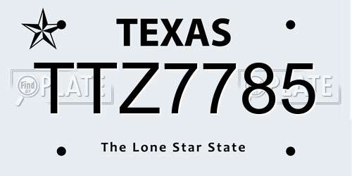 TTZ7785 Texas License Plate