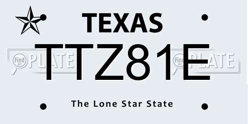 TTZ81E Texas License Plate