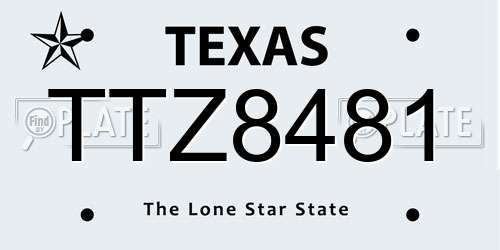 TTZ8481 Texas License Plate