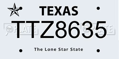 TTZ8635 Texas License Plate