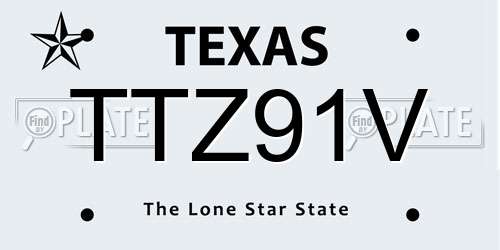 TTZ91V Texas License Plate