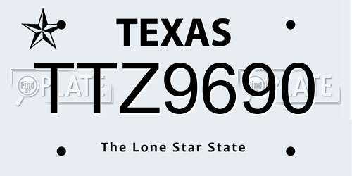 TTZ9690 Texas License Plate