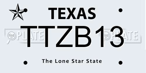 TTZB13 Texas License Plate