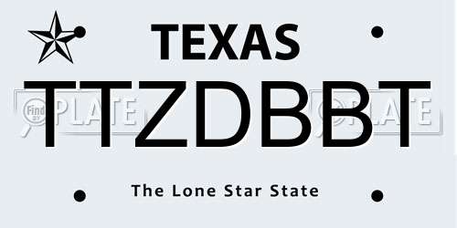 TTZDBBT Texas License Plate