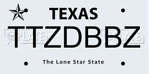 TTZDBBZ Texas License Plate
