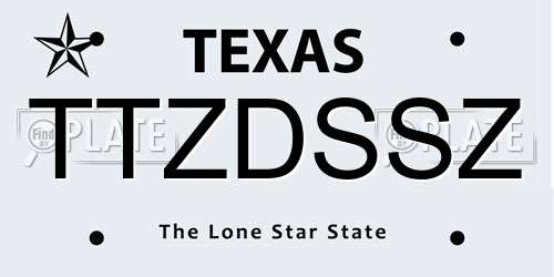 TTZDSSZ Texas License Plate