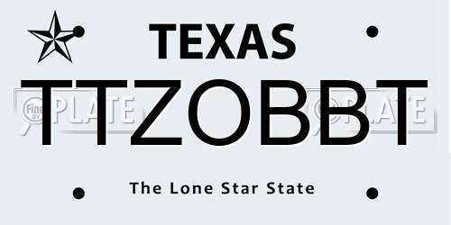 TTZOBBT Texas License Plate