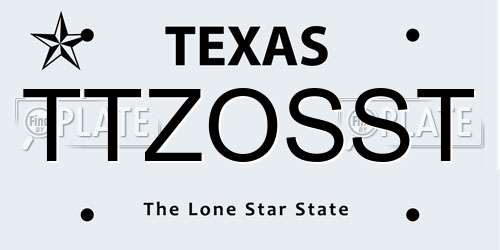 TTZOSST Texas License Plate