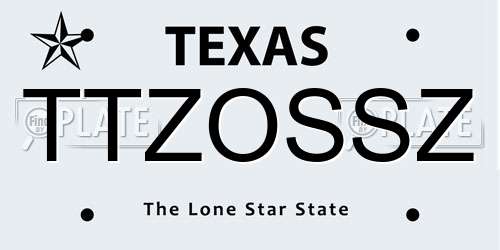 TTZOSSZ Texas License Plate