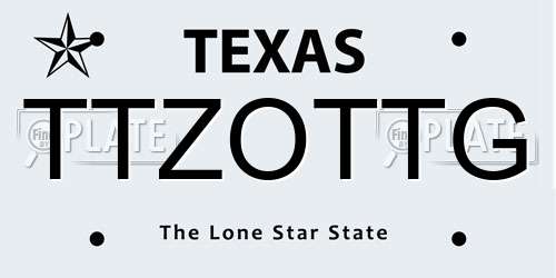 TTZOTTG Texas License Plate