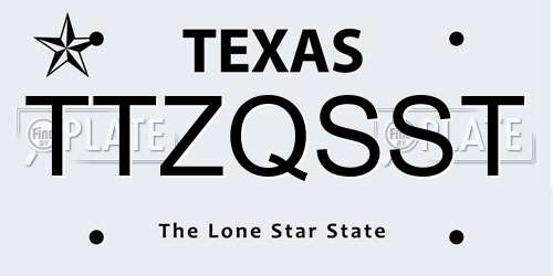 TTZQSST Texas License Plate