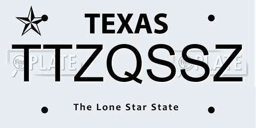 TTZQSSZ Texas License Plate