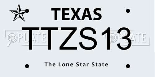 TTZS13 Texas License Plate