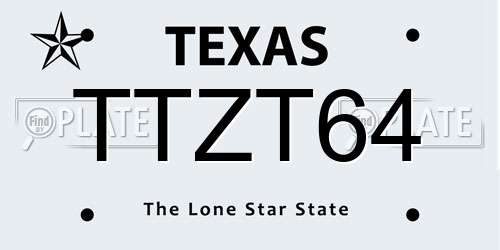 TTZT64 Texas License Plate