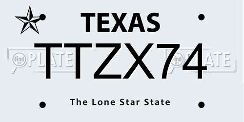 TTZX74 Texas License Plate
