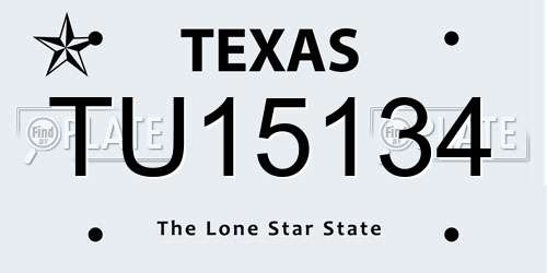 TU15134 Texas License Plate