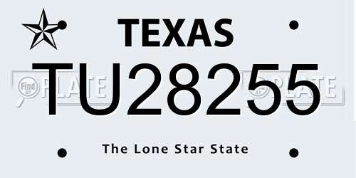 TU28255 Texas License Plate