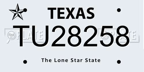 TU28258 Texas License Plate