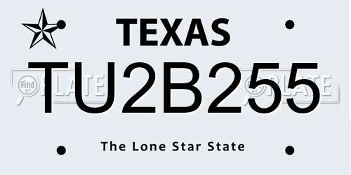 TU2B255 Texas License Plate