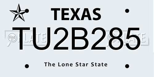 TU2B285 Texas License Plate