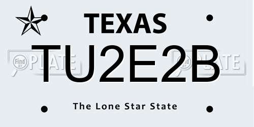 TU2E2B Texas License Plate