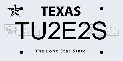 TU2E2S Texas License Plate