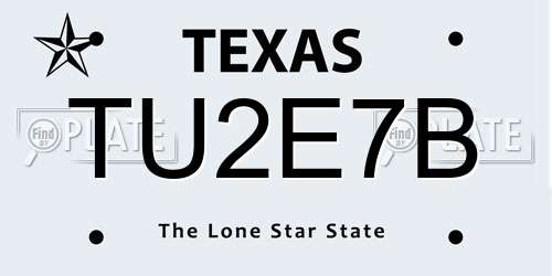 TU2E7B Texas License Plate