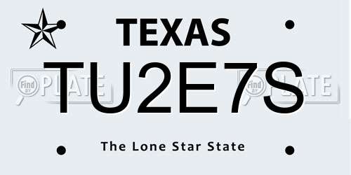 TU2E7S Texas License Plate