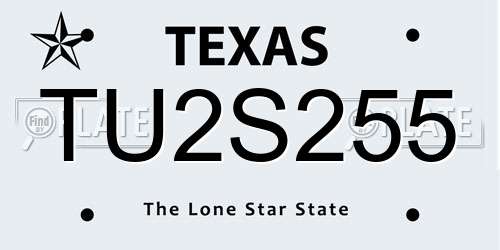 TU2S255 Texas License Plate