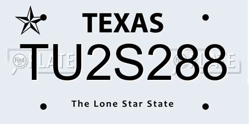 TU2S288 Texas License Plate