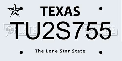 TU2S755 Texas License Plate