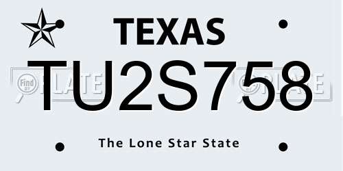 TU2S758 Texas License Plate