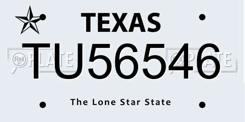 TU56546 Texas License Plate