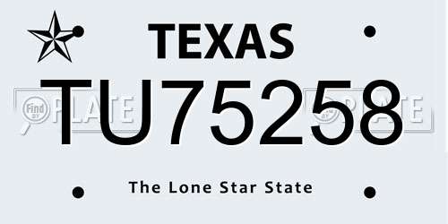 TU75258 Texas License Plate