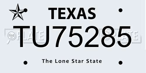 TU75285 Texas License Plate