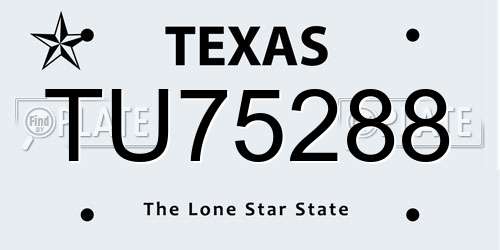 TU75288 Texas License Plate