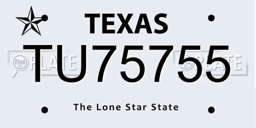TU75755 Texas License Plate