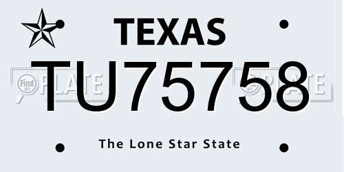 TU75758 Texas License Plate