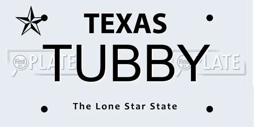 TUBBY Texas License Plate