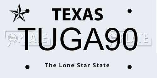 TUGA90 Texas License Plate