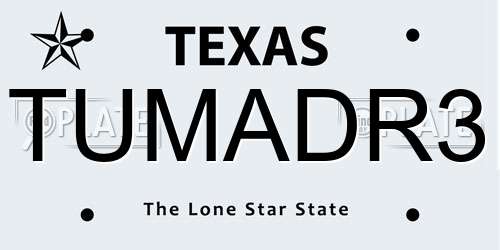 TUMADR3 Texas License Plate