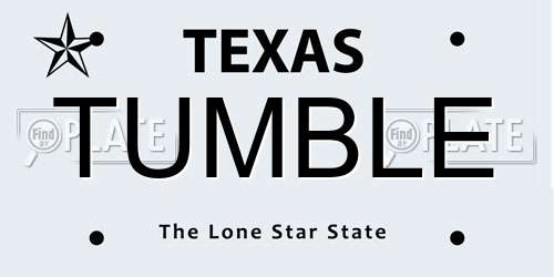 TUMBLE Texas License Plate