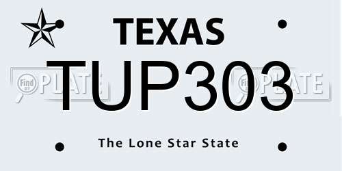 TUP303 Texas License Plate