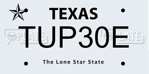 TUP30E Texas License Plate