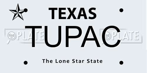 TUPAC Texas License Plate