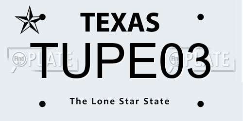 TUPE03 Texas License Plate