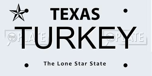 TURKEY Texas License Plate