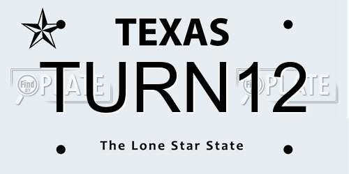 TURN12 Texas License Plate