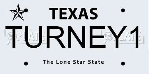 TURNEY1 Texas License Plate